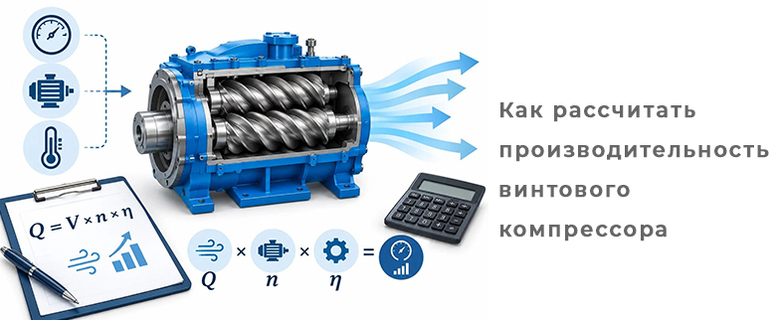 Как рассчитать производительность винтового компрессора